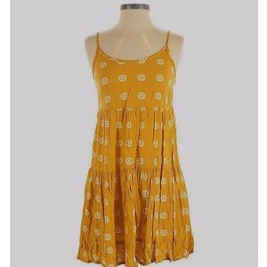 Mustard Yellow Floral Tiered Dress.